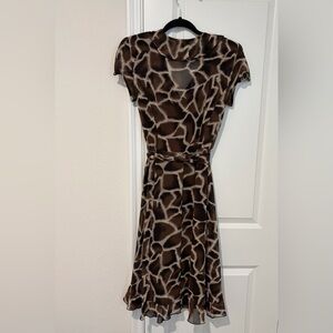 MSK Brown and Cream Midi Dress